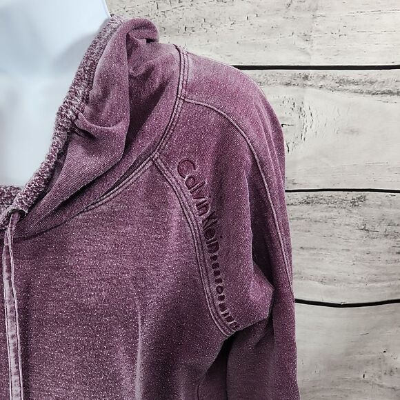 🔹️Calvin Klein Performance Purple Distressed Tied Cowl Neck Sweatshirt Medium - Picture 9 of 16